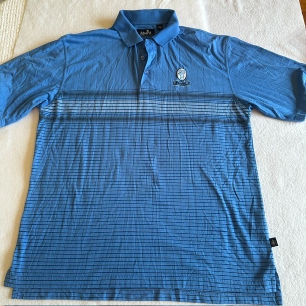 Ashworth Blue Golf Polo Shirt Men XL Moisture Wicking Legacy Logo Quick Dry